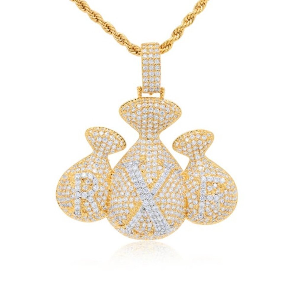 Custom made Hip Hop RXF Money Bag Pendant & Chain